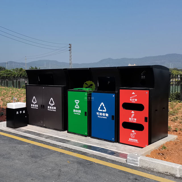 深圳小區垃圾分類投放點不銹鋼垃圾桶罩