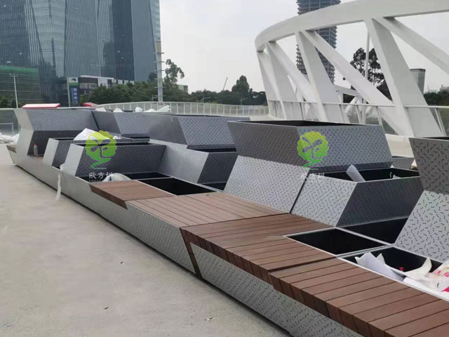 濱海廊橋不銹鋼種植池座椅公共空間景觀坐凳綠化工程
